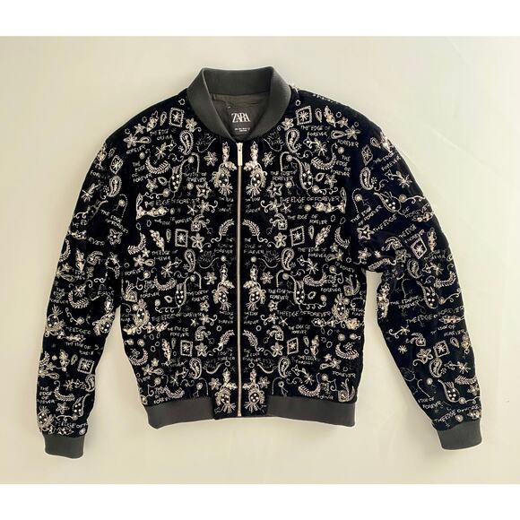 ZARA Embroidered Velvet Bomber Jacket – “The Edge of Forever” Edition - Picture 1 of 10